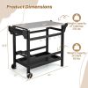 Movable Outdoor Dining Cart Table HDPE Pizza Oven Stand Table with Stainless Steel Tabletop - Black