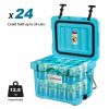 16 Quart 24-Can Capacity Portable Insulated Ice Cooler with 2 Cup Holders - Blue