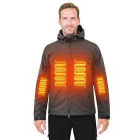 Heated Jacket For Men ANTARCTICA GEAR Winter Coat With 12V 16000mAh Battery Pack, Soft Shell Heating Hood Jacket (Option: grey-XL)